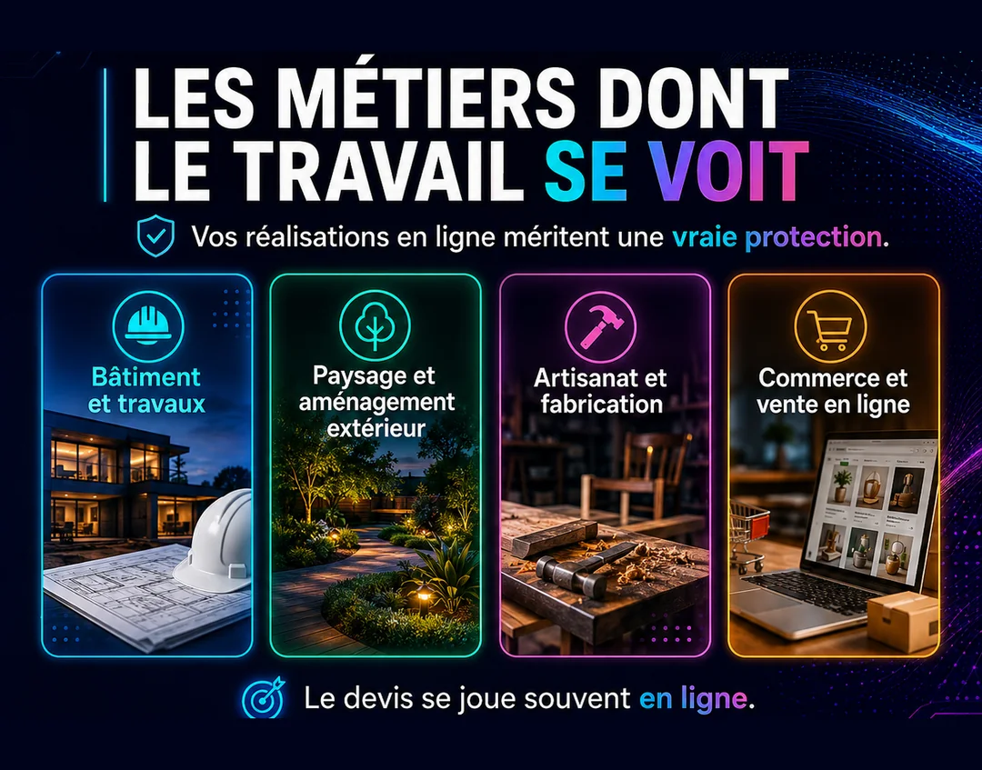 Illustration TracImage : bâtiment, paysage, artisanat et commerce, les métiers dont les photos sont reprises